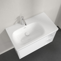 Lavoar suspendat Villeroy & Boch Skyla 80 cm, TitanCeram, CeramicPlus, alb alpin